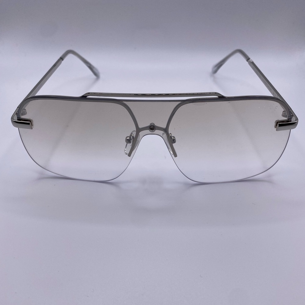 Silver-Tone Aviator Sunglasses with Gray Gradient Lenses - Women